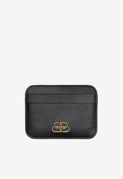 Shop Balenciaga Bb Card Holder In Grained Calfskin In Black