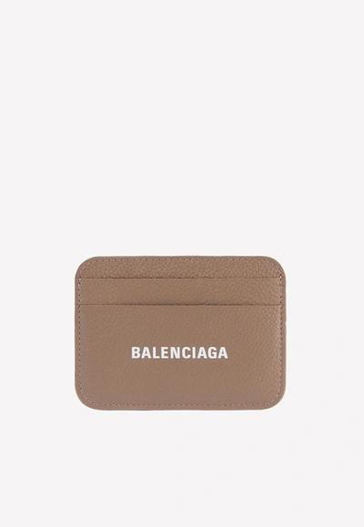Shop Balenciaga Cash Card Holder In Grained Calfskin In Brown
