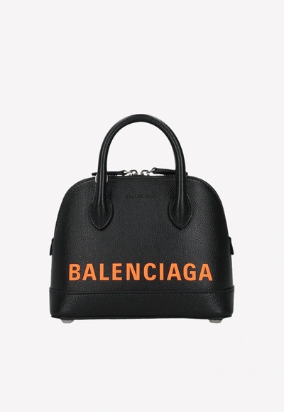 Shop Balenciaga Xxs Ville Top Handle Bag In Grained Calfskin In Black