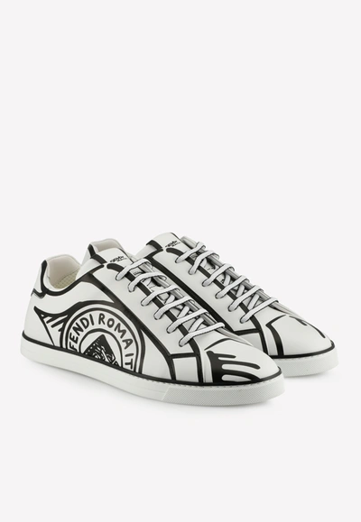 Shop Fendi Leather Lace-up Capsule Sneakers In White