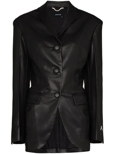 Shop Anouki Single-breasted Blazer Jacket In Black