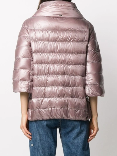 Shop Herno Three-quarter Sleeve Puffer Jacket In Pink