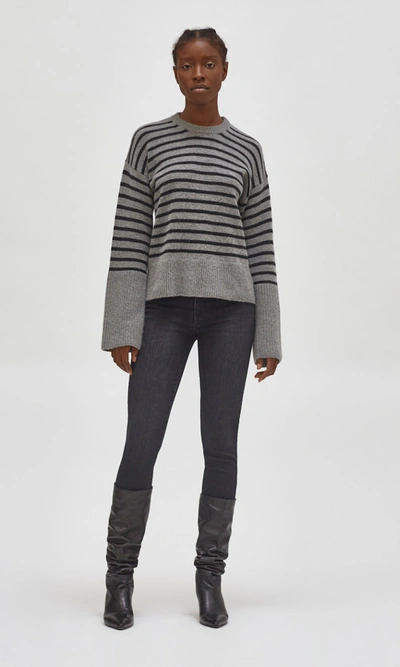 Shop Equipment Chantine Striped Sweater In Gray Flannel/true Black