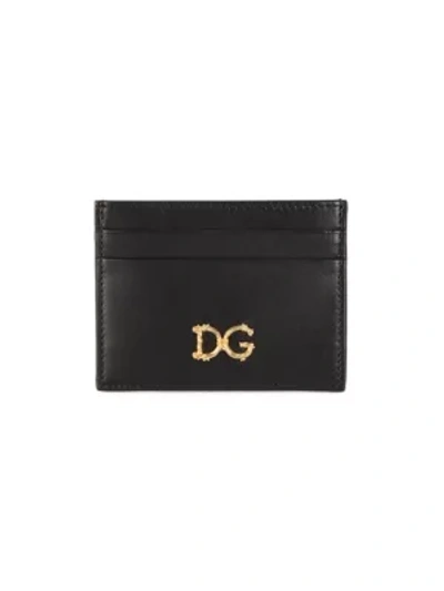 Shop Dolce & Gabbana D & G Girls Leather Card Holder In Black