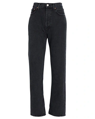 Shop Agolde Fitted 90s Straight-leg Jeans In Black Tea
