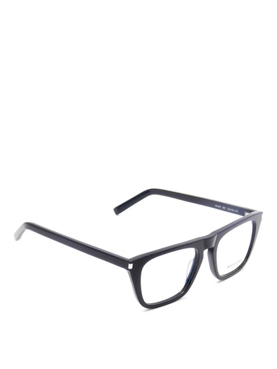 Shop Saint Laurent Classical Black Wayfarer Eyeglasses