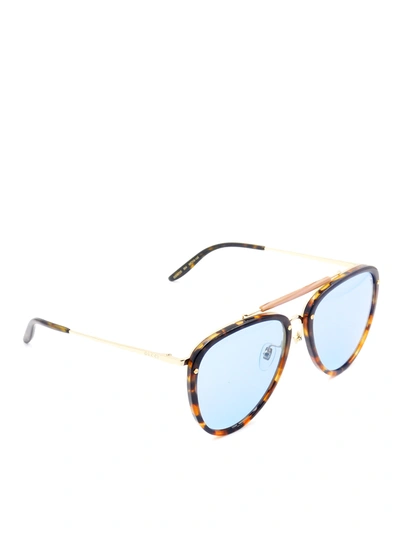 Shop Gucci Double Bridge Oval Havana Sunglasses In Brown