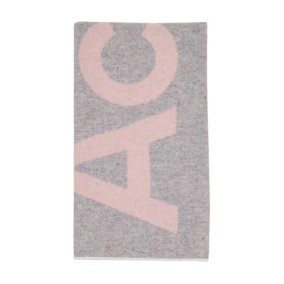 Shop Acne Studios Toronty Logo Scarf In Light Pink Grey