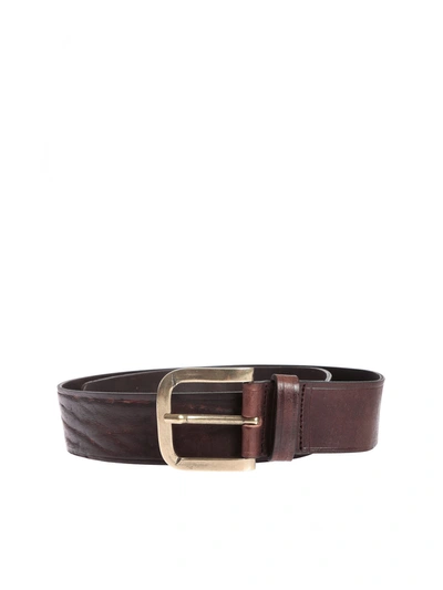 Shop Dondup Brown Belt With Antiquated Buckle