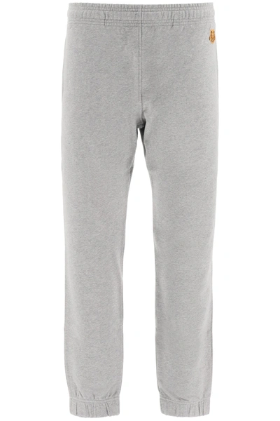 Shop Kenzo Jogger Pants Tiger Patch In Gris Perle (grey)