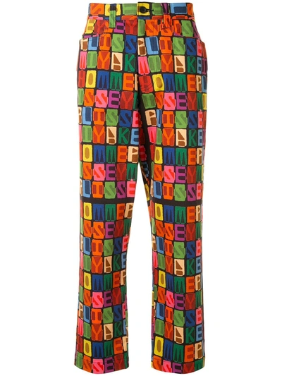 Shop Issey Miyake Logo Print Monogram Trousers In Multicolour