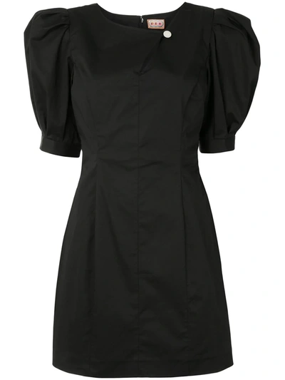 Shop Lhd Bar Jean Puff-sleeve Dress In Black