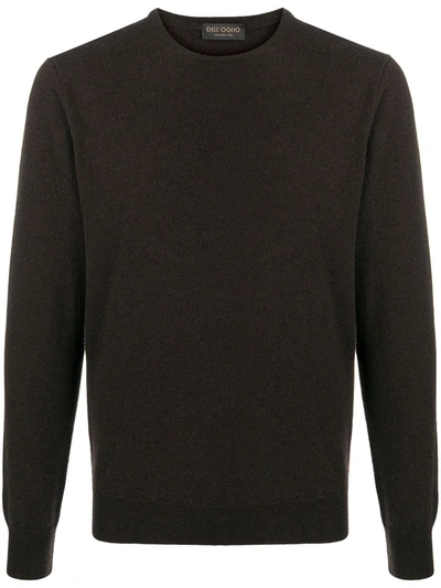 Shop Dell'oglio Long Sleeve Ribbed Sweater In Brown