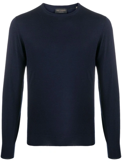Shop Dell'oglio Crew Neck Ribbed Sweater In Blue