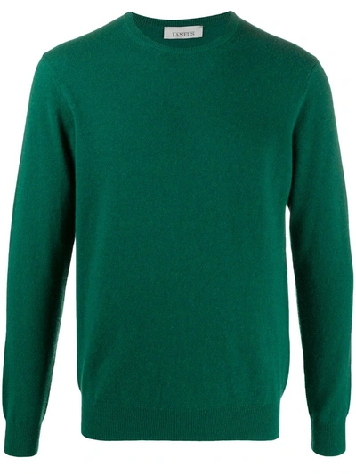 Shop Laneus Fine Knit Crewneck Jumper In Green