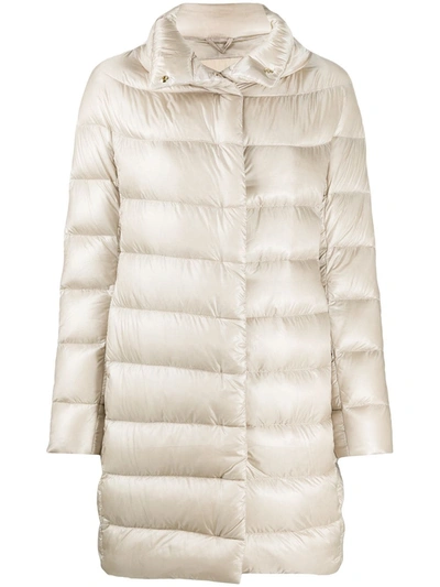 Shop Herno Padded High-neck Coat In Neutrals