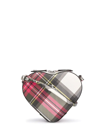 Shop Vivienne Westwood Heart-shaped Plaid Crossbody Bag In Red