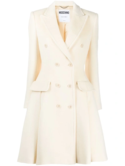 Shop Moschino Double-breasted Coat In Neutrals