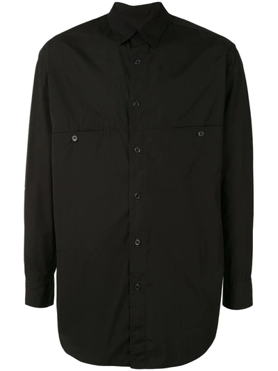 Shop Yohji Yamamoto Buttoned-pocket Cotton Shirt In Black