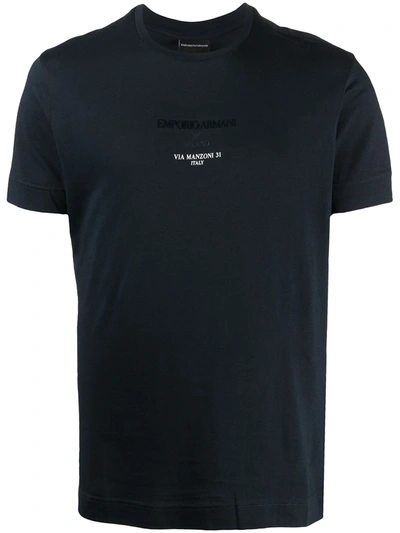 Shop Emporio Armani Logo Print T-shirt In Blue