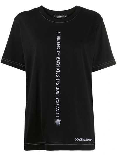 Shop Dolce & Gabbana Slogan-print Cotton T-shirt In Black