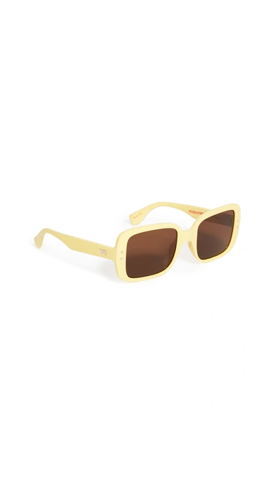 Shop Le Specs X Solid & Striped Saline Sunglasses In Yellow/brown Mono