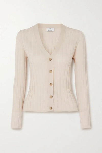 Shop Allude Ribbed Wool Cardigan In Cream