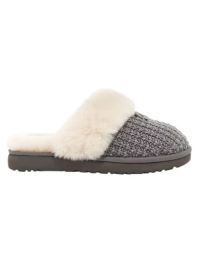 Shop Ugg Women's Cozy Sheepskin-lined Knit Slippers In Charcoal