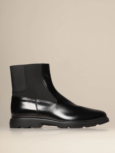 Shop Hogan Chelsea Boot In Brushed Leather In Black
