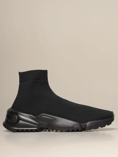 Shop Ferragamo Raquel 2 Sock Sneakers In Technical Fabric In Black