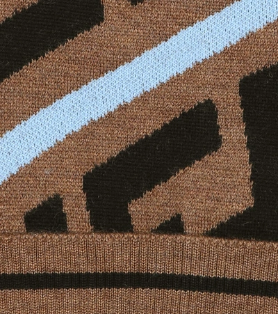 Shop Fendi Ff Wool-blend Beanie In Brown