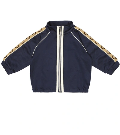 Shop Gucci Baby Gg Cotton-blend Track Jacket In Blue