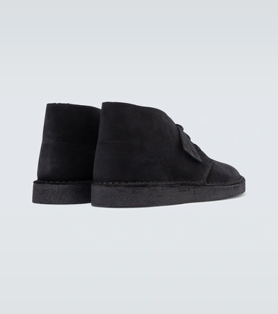 Shop Clarks Desert Coal Suede Boots In Black