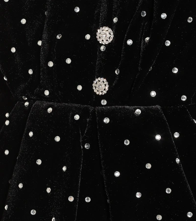 Shop Self-portrait Embellished Velvet Minidress In Black