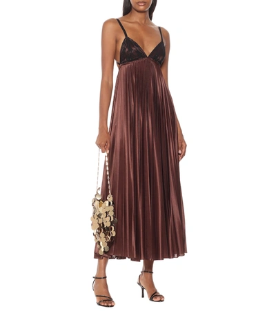 Shop Christopher Kane Lace And Satin Jersey Slip Dress In Brown