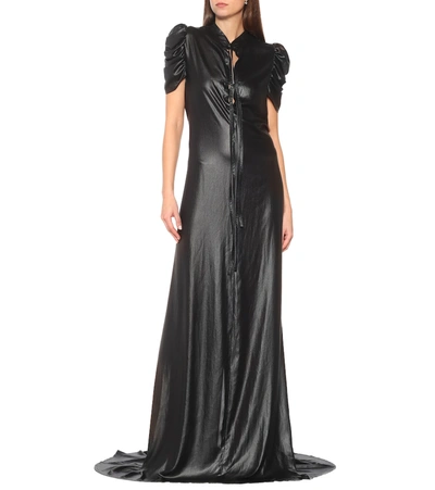 Shop Ann Demeulemeester Charmeuse Satin Gown In Black