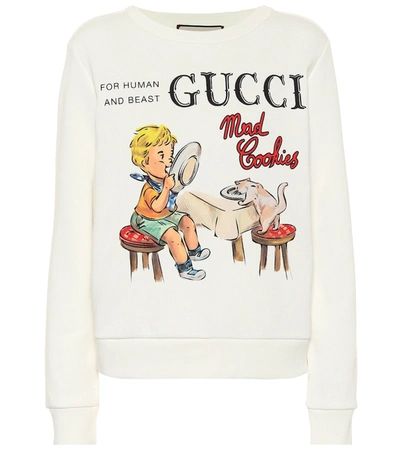 Shop Gucci Printed Cotton Sweatshirt In White