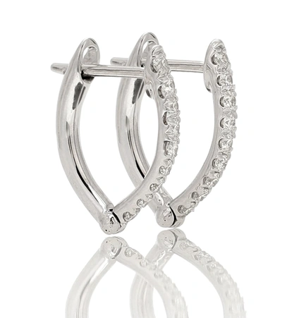 Shop Melissa Kaye Cristina Small 18kt White Gold Earrings With Diamonds In Silver