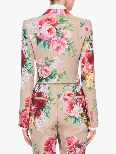 Shop Dolce & Gabbana Floral-print Spencer Jacket In Neutrals
