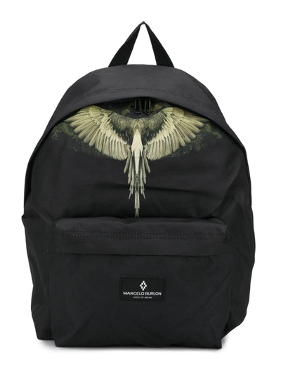 Shop Marcelo Burlon County Of Milan Teen Wings-print Medium Backpack In Black