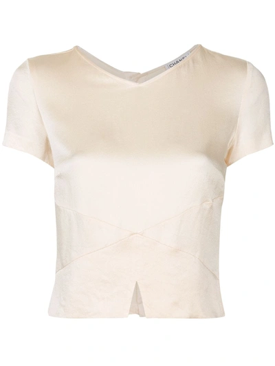 CHANEL T 42 blouse in off-white lace and its cotton caraco