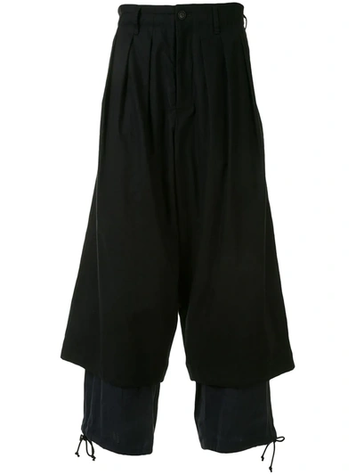 Shop Yohji Yamamoto Layered Trousers In Black