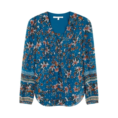 Veronica Beard Lowell Floral-print Fil Coupé Chiffon Blouse In Blue ...