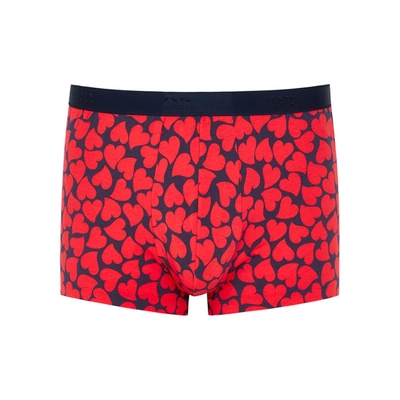 Shop Derek Rose Heart-print Stretch-cotton Boxer Briefs In Red
