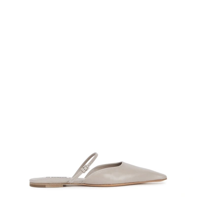 Shop Jil Sander Grey Leather Mules In Light Grey