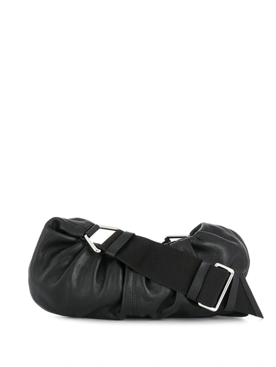 Shop Ganni Ruched Shoulder Bag In Black