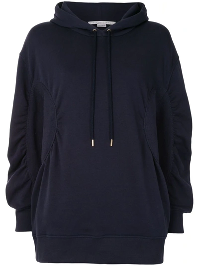Shop Stella Mccartney Ruched-detail Oversized Hoodie In Blue