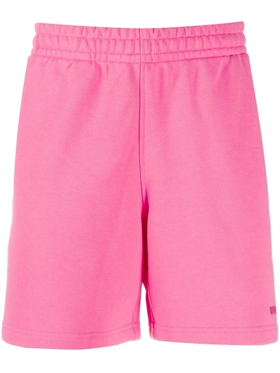 Shop Adidas Originals By Pharrell Williams Embroidered Logo Track Shorts In Pink