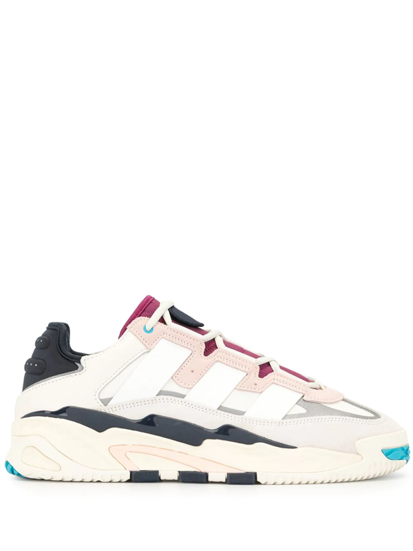 adidas originals niteball trainers in white and pink