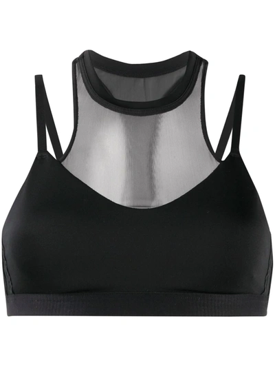 Shop Adidas Originals 3-striped Mesh Sports Bra In Black